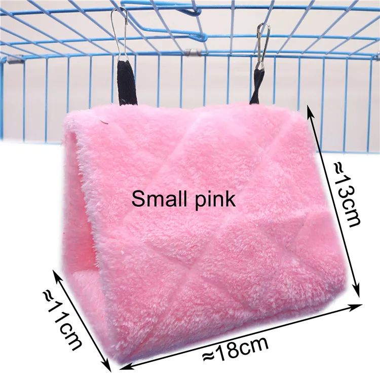 Small pink 1 pcs 1 шт., модный плюшевый костюм попугая, треугольное гнездо, подвесное гнездо, зимний теплый треугольный подвесной гамак для семьи, товары для домашних животных - Цвет: Small pink 1 pcs
