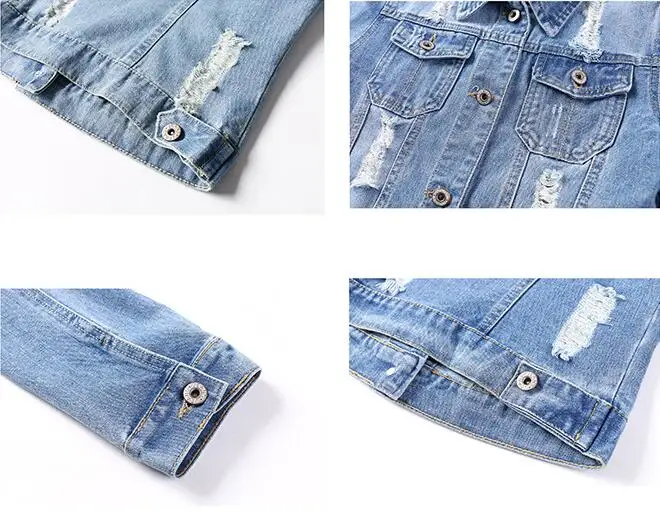 

Plus sizes white and blue jacket bomber jacket short denim jackets 5XL street stretch jeans for women casual jacket