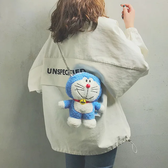 Мультяшная детская сумка мягкая синяя плюшевая Doraemon Cat школьные сумки для