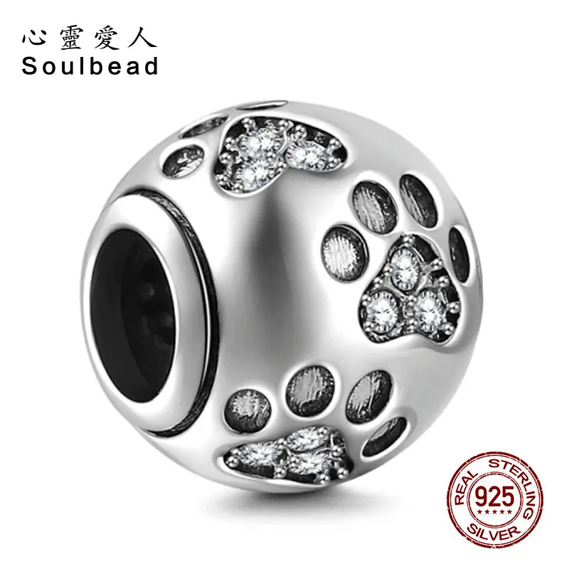 Soulbead 925 Стерлинговое Серебро австрийский кристалл собака подвеска с принтом в