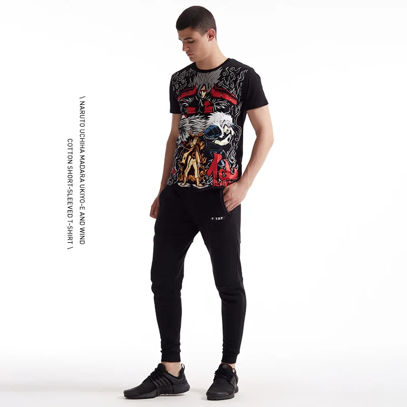 TEE7 Для мужчин Повседневное короткий рукав Футболка Наруто хлопковые модные 3D топ с принтом мужской О-образным вырезом фитнес Прохладный Комфорт блузка
