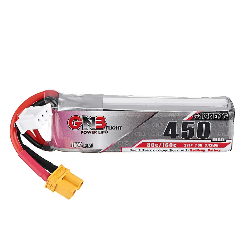 2 шт Gaoneng 7 6 V 450Mah 80C 2S HV 4 35 Lipo батарея XT30 разъем для Betafpv Дрон FPV гоночный игрушки