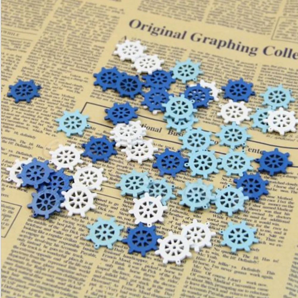 50Pcs Mini Anchor Wooden Buttons Nautical Sea Wheel Craft Sewing Widget Mixed Color Scrapbook Tools | Дом и сад