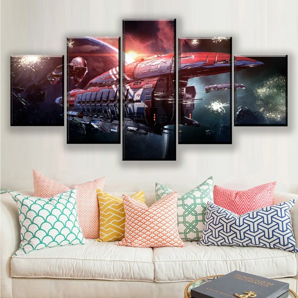 Home Decor Modular Poster 5 Pcs Pictures Game EVE Online Planet Spaceship Wall Art Canvas Printed Painting Living Room Modern | Дом и сад