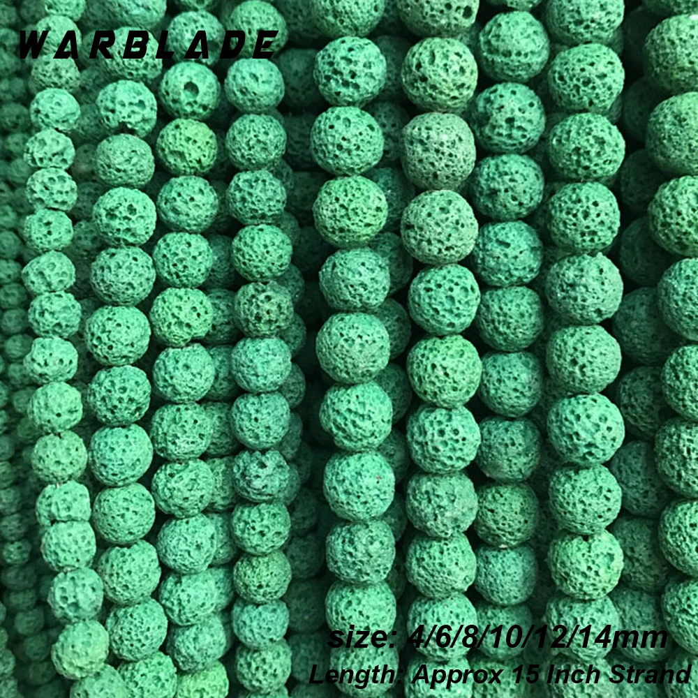 Бусины WBL из натурального черного вулканического камня зеленые круглые бусины
