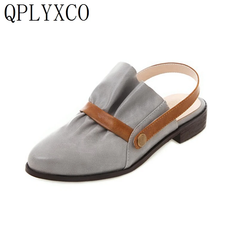 

QPLYXCO Sandalias mujer 2019 Big &Small Size 32-48 Women Pointed Toe Low Heel Sandals Summer Wedding Footwear Shoes Woman 96-2