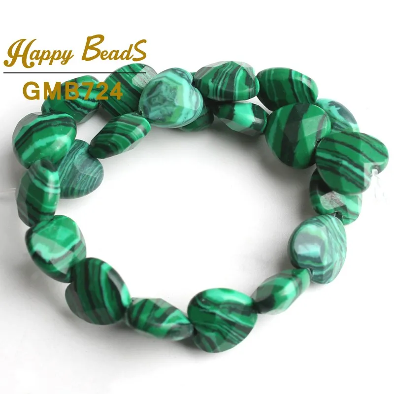 Malachite 10 мм натуральный кварц Агаты бирюзовый камень бусины в форме сердца свободные бусины для самостоятельного изготовления ювелирных изделий браслет ожерелье 7,5" - Цвет: Malachite