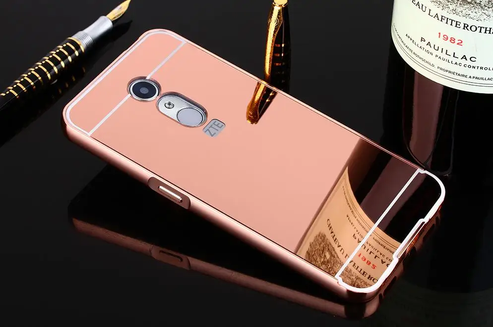 Rose Gold Роскошные зеркальные чехлы из розового золота для zte Blade A910, алюминиевая металлическая рамка, задняя крышка для zte A910 - Цвет: Rose Gold