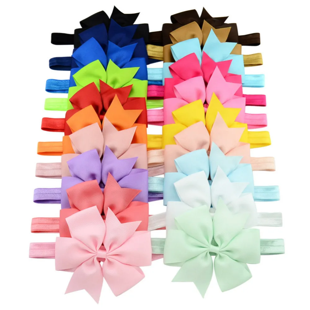 4 дюйма бант для волос ленты на голову маленьких детей Grosgrain эластичные