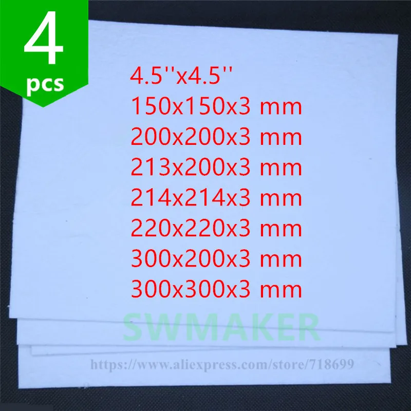 4 шт * Reprap 3D принтера различных размеров кровати с подогревом и изоляцией лист