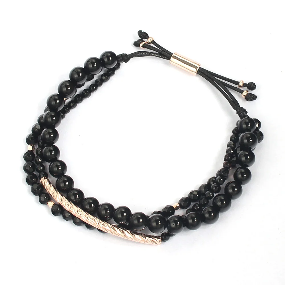 Женский модный многослойный браслет розового цвета с бусинами браслеты