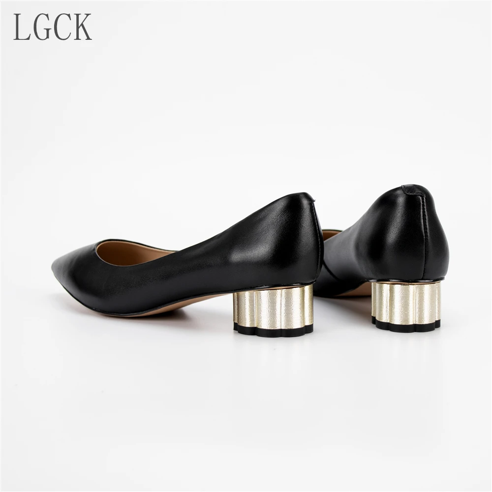 Plus Size 34-43 Genuine Leather Women Shoes Pointed Toe Fashion Strange Style In with Casual Shoes European Designer comfortable