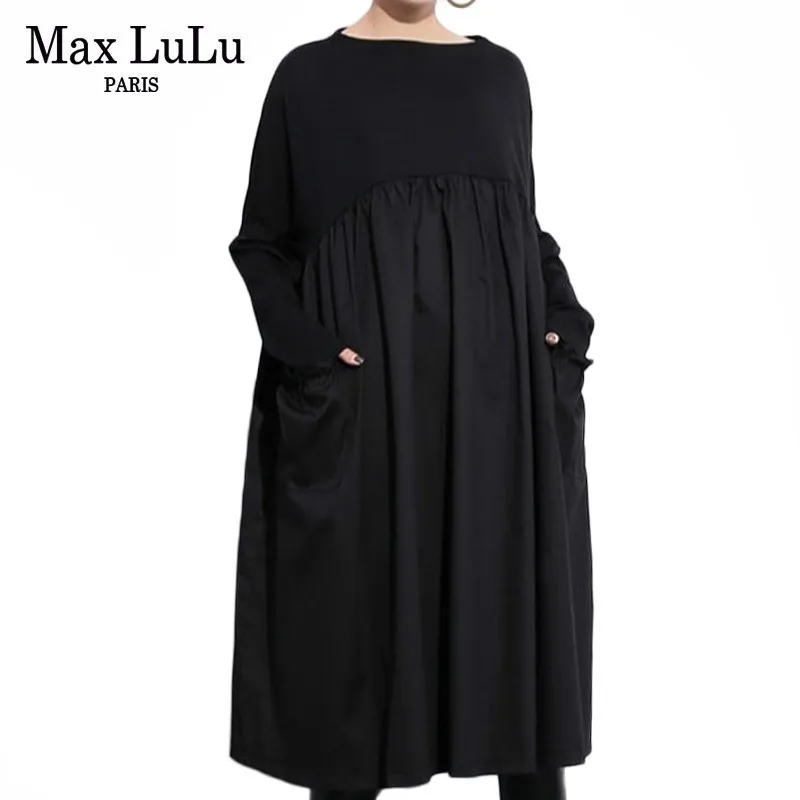 Женское офисное платье Max LuLu черное Повседневное большого размера в готическом