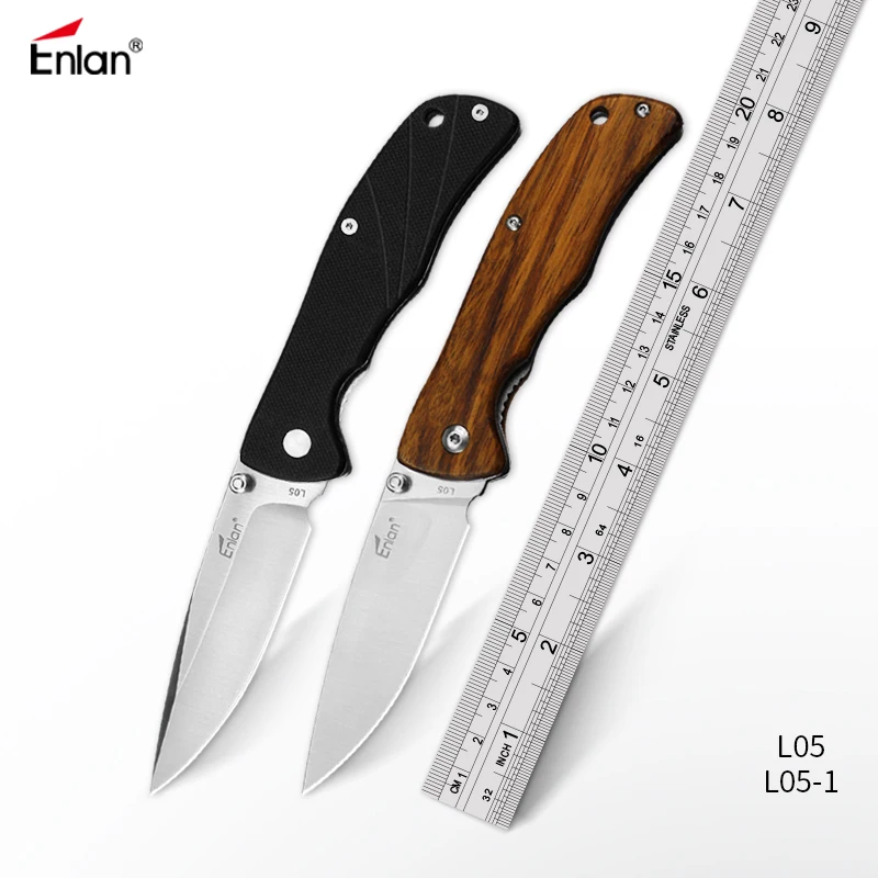 

ENLAN Folding knife Outdoor survival knives camping tool edc Pocket Knife tactical edc outdoor tool 8cr13mov Steel , G10/Wood