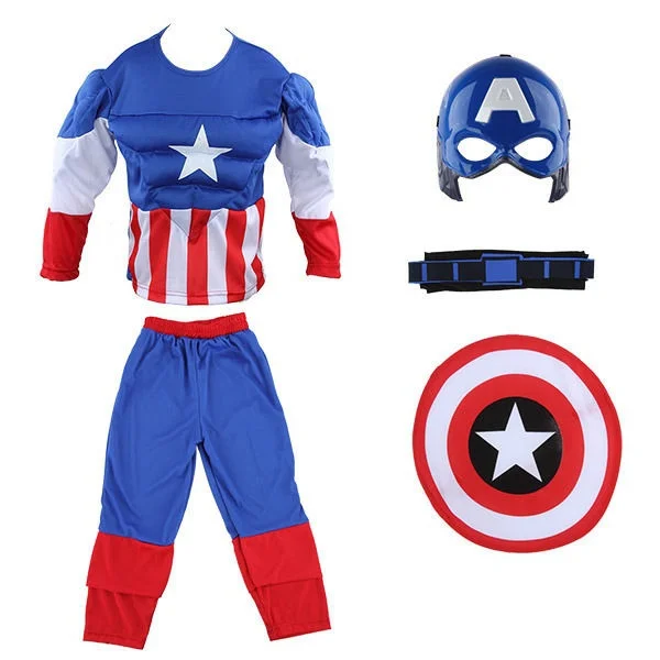 Мальчики Дети Капитан Америка фотокостюм Хэллоуин вечевечерние НКА платье