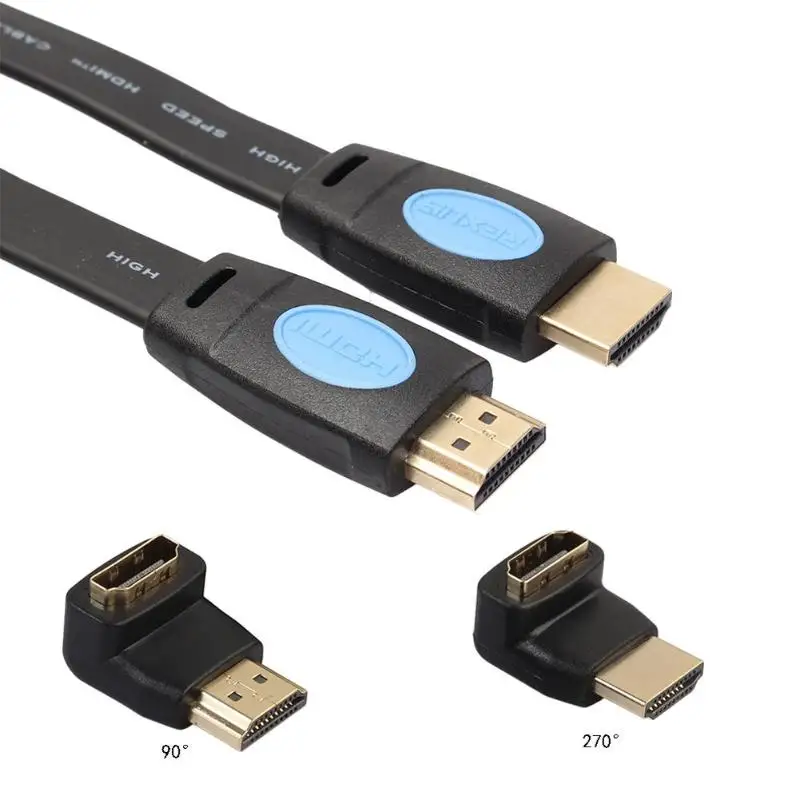 1 м Ультра высокоскоростной HD 4K x 2K плоский кабель HDMI 2,0 удлинитель с адаптером 90/270 градусов цифровой сигнал аудио кабель