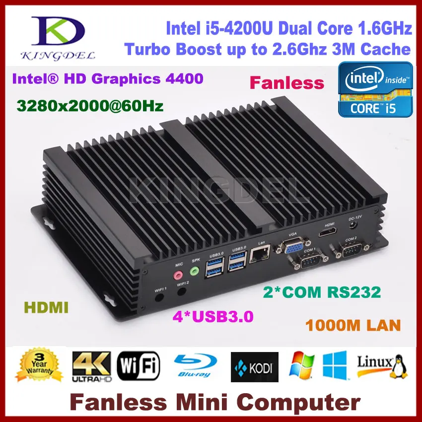 

Fanless industrial pc Intel Core i5 4200U small computer with 8G RAM+64G SSD,HDMI, Gigabit LAN 2 COM RS232, WiFi,VGA NC320