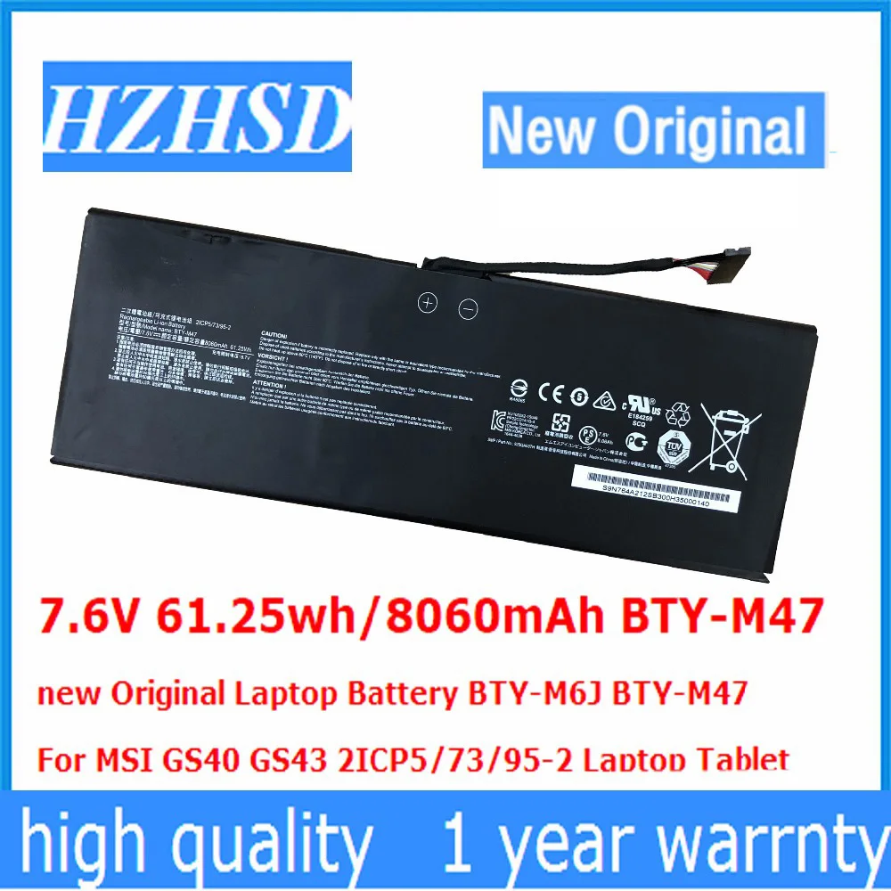 7.6V 61.25wh/8060mAh BTY-M47 new Original Laptop Battery BTY-M6J For MSI GS40 GS43 2ICP5/73/95-2 Tablet | Компьютеры и офис