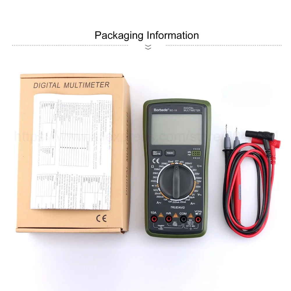 Профессиональный цифровой мультиметр True RMS 2000 отсчетов ЖК дисплей постоянный ток