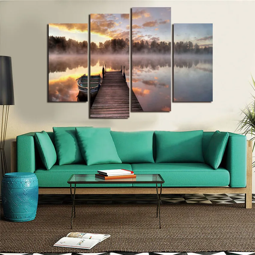 Dusk Lake Cuadros Decoracion настенные художественные картины холст принты для гостиной 4 шт.