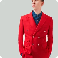 hot red man classic suits slim fit wedding groom tuxedo terno masculino man blazer 3piece latest coat pants party costume homme