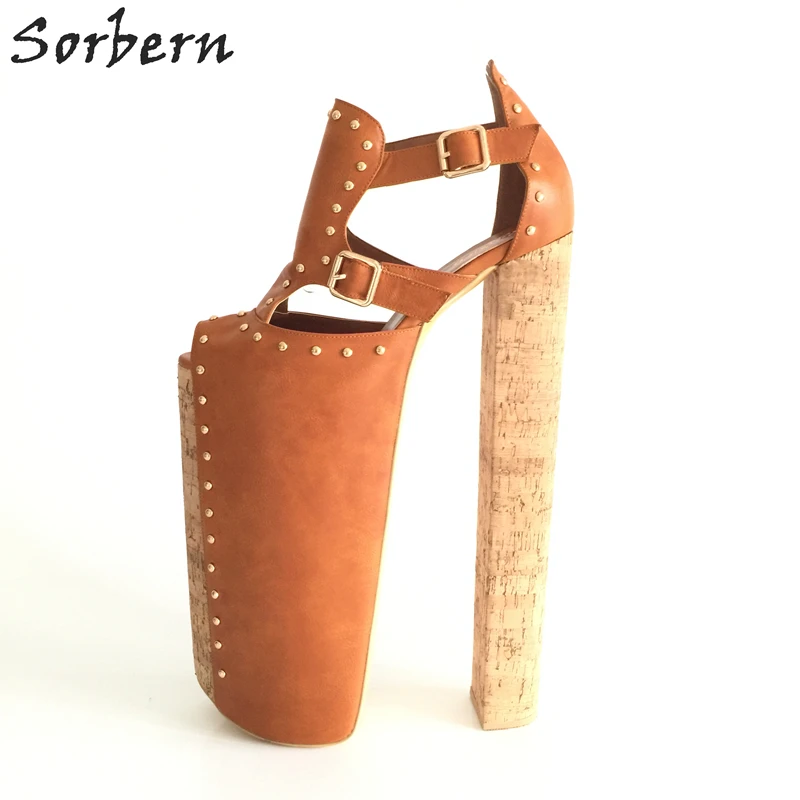 Sorbern DIY толстый каблук женские босоножки Размер 14 не сужающийся к низу 35 см на
