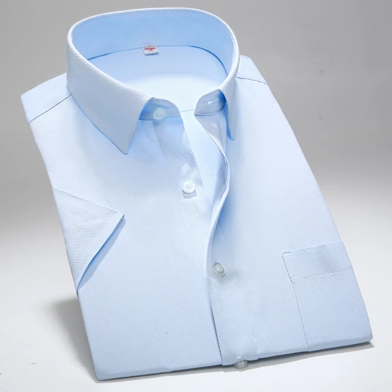 Летняя рубашка с коротким рукавом 2017 Мужские приталенные мужские строгие