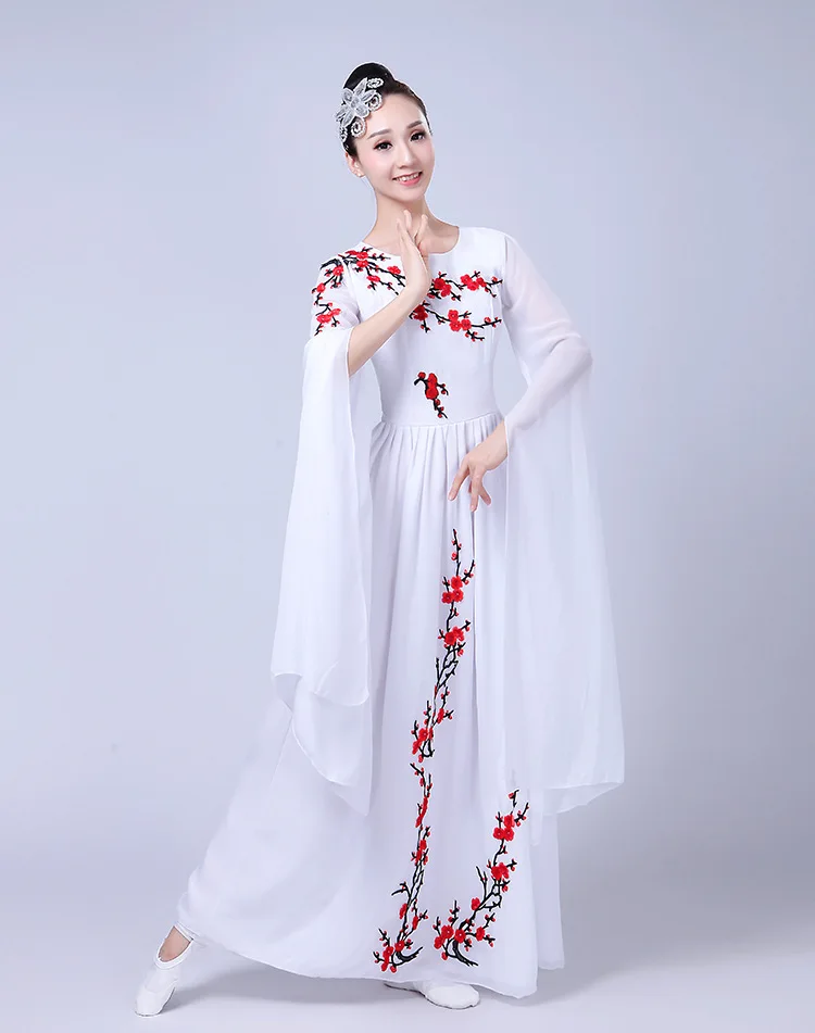 2018 New National Chorus Costumes Women's Long Skirt Classical Dance Dress Folk Music Guzheng Accompaniment Perfor |