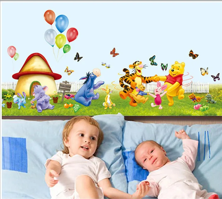 Маленький Медведь Дерево животные мультфильм наклейки на стену для детской