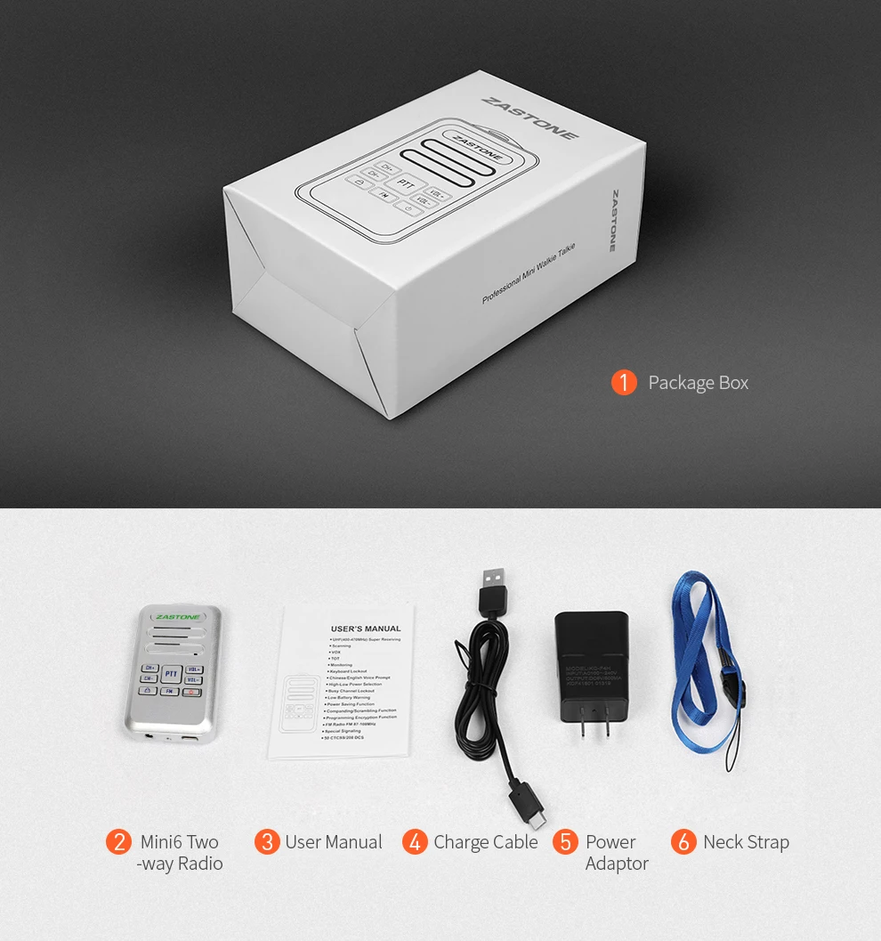 2 шт./лот мини портативной рации ZASTONE Mini6 Портативный рация 2 W 16CH 1000 mAh UHF 400-470 МГц двусторонней радиосвязи КВ трансивер