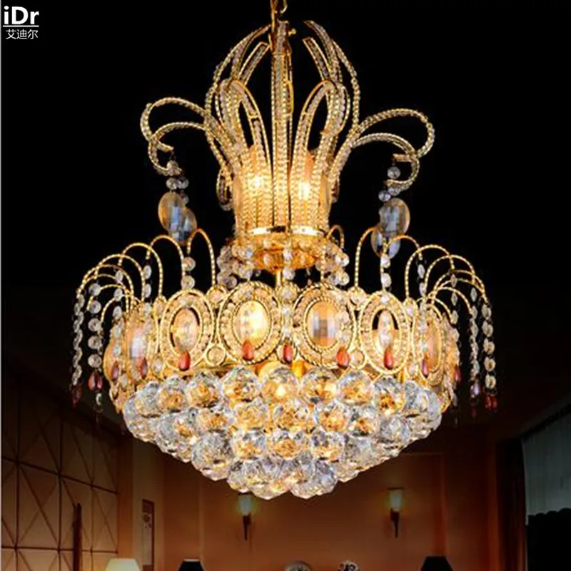 Золотистая круглая модная простая Европейская лампа для ресторана спальни