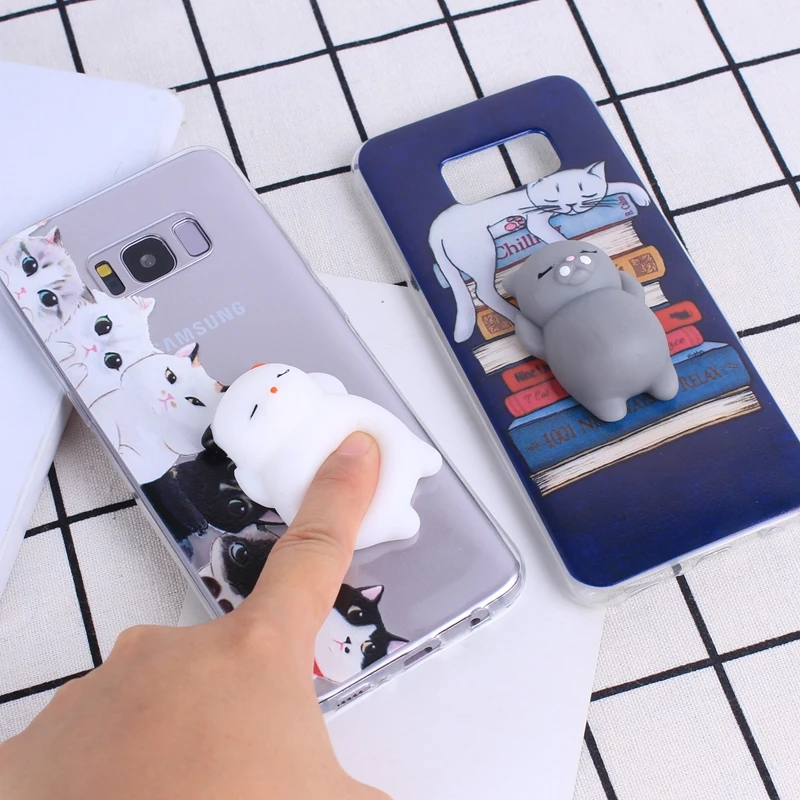 3D Squishy Toys For Samsung A5 2017 Cases A520F Soft Cute Cat Coque Squishies Cover Galaxy J5 Case J530 S8 |