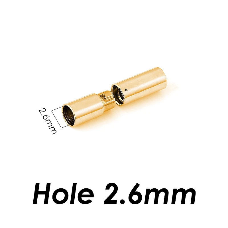 Gold 2.6mm 2 шт./лот Высокое качество нержавеющая сталь ювелирный разъем кожаные застежки для DIY кожаный шнурок для Подвески Браслеты Изготовление ювелирных изделий - Цвет: Gold 2.6mm