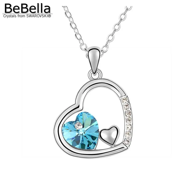 Женское ожерелье с подвеской в виде сердца BeBella кристаллами Swarovski модные