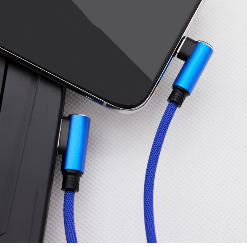 Кабель с разъемом USB типа C двойной L 90 градусов для быстрой зарядки Samsung S8 S9 Note 9 Xiaomi