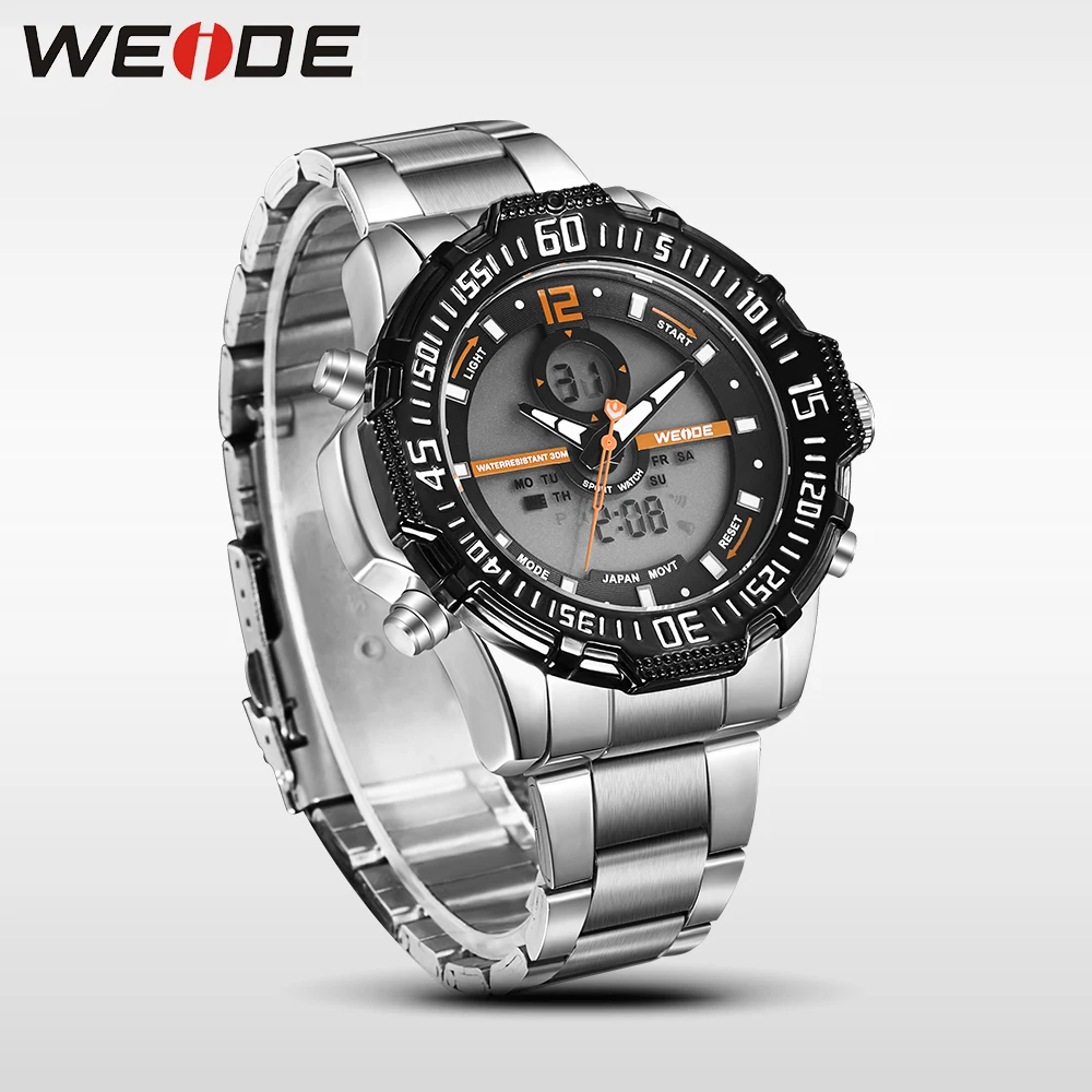 Weide люксовый бренд Кварцевые Спортивные Цифровые мужские часы из нержавеющей