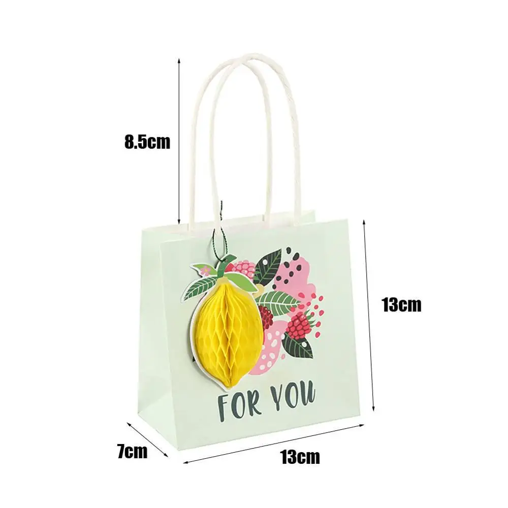 Упаковка из 3 летних фруктовых бумажных подарочных пакетов соты лимонный арбуз