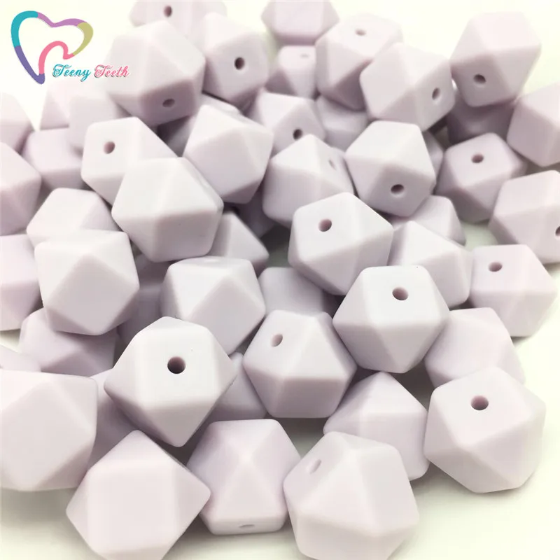 Lilac Purple Teeny teeth 10 шт. 14 мм шестигранные Силиконовые бусы для прорезывания зубов детские DIY игрушечный детский душ подарок ожерелье соска цепь Силиконовые бусы - Цвет: Lilac Purple