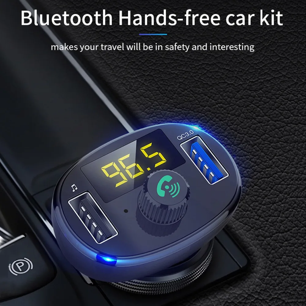 Auto Dual USB Fast-loading Hand-free Vehicle-mounted Bluetooth Car Charger FM Transmitter Adapter MP3 Player Quick Charge | Автомобили и