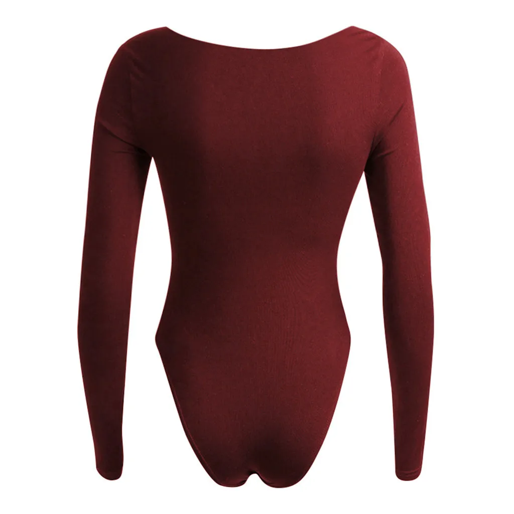 Wine Red Feitong, Черный боди, боди для женщин, сексуальный боди, боди для женщин, dentelle manche longue body femme manche longue, хлопок#3,5 - Цвет: Wine Red
