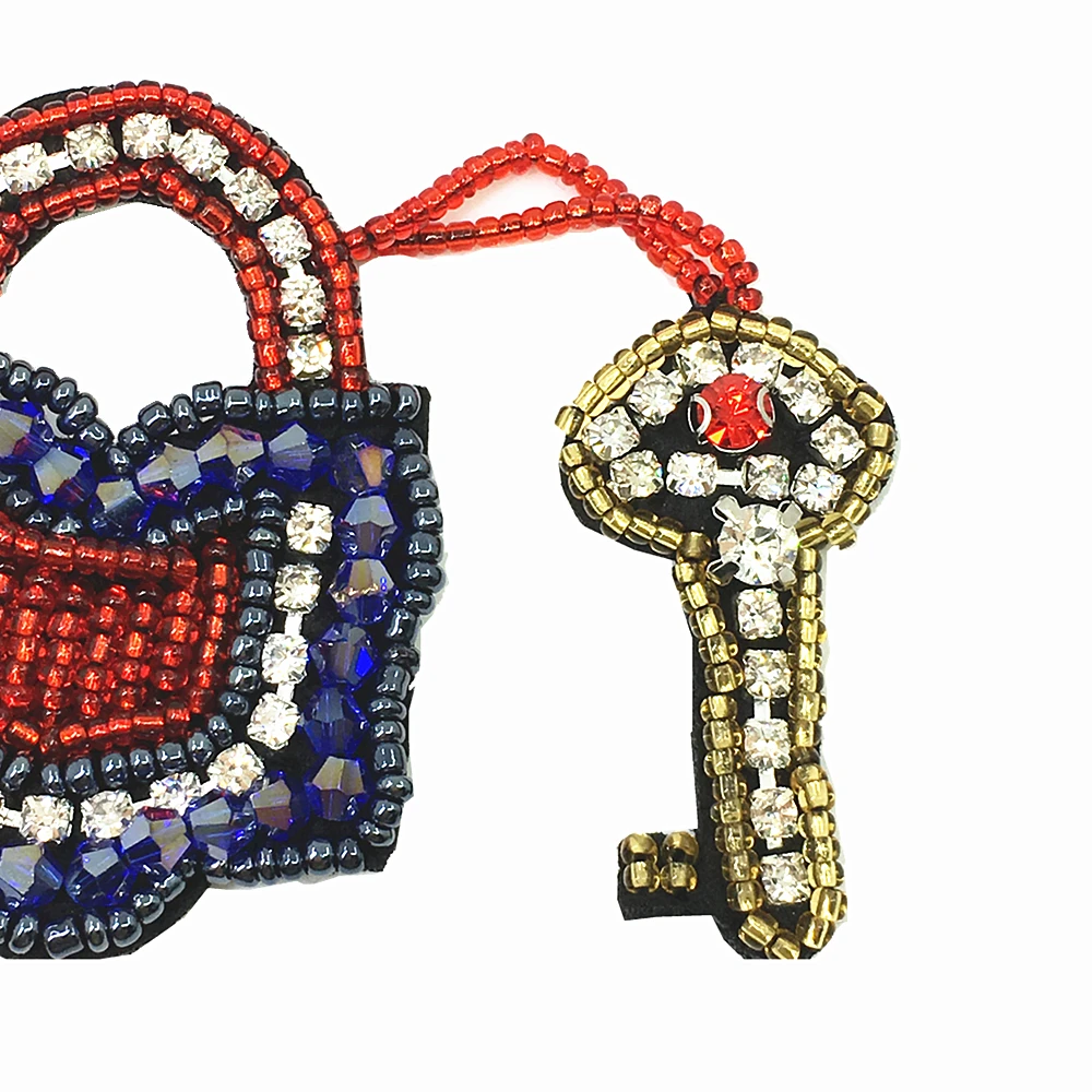 5 шт. Пришивные патчи с ключом украшенные кристаллами и бусинами для одежды обуви