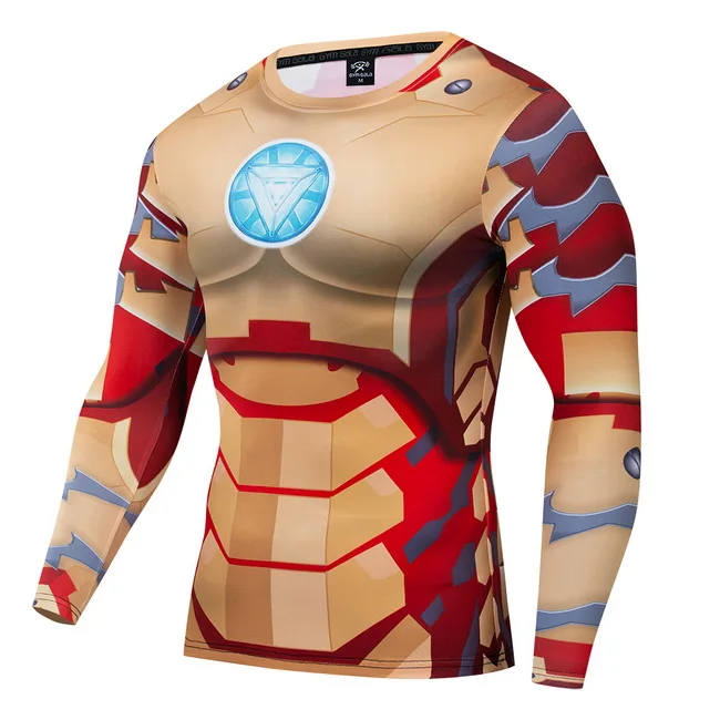 CT036 Fitness t men Autumn 3d print compression shirt Long sleeve tops fashion - Цвет: CT036