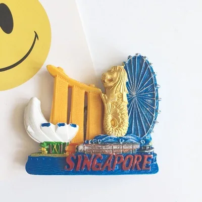 singapore Мир Путешествия Холодильник Магнит Путешествия Сувенир Холодильник стикер украшения 3D магнитная пряжка Малайзия Великобритания Таиланд Париж - Цвет: singapore