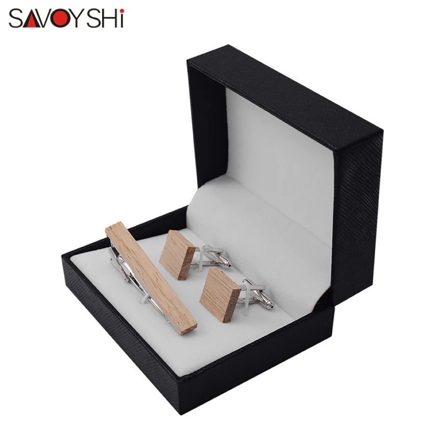 SAVOYSHI роскошные деревянные Запонки с низким ключом зажимы для галстука наборы