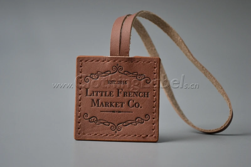 

100% genuine leather tags custom engraved logo for luggage and jeans