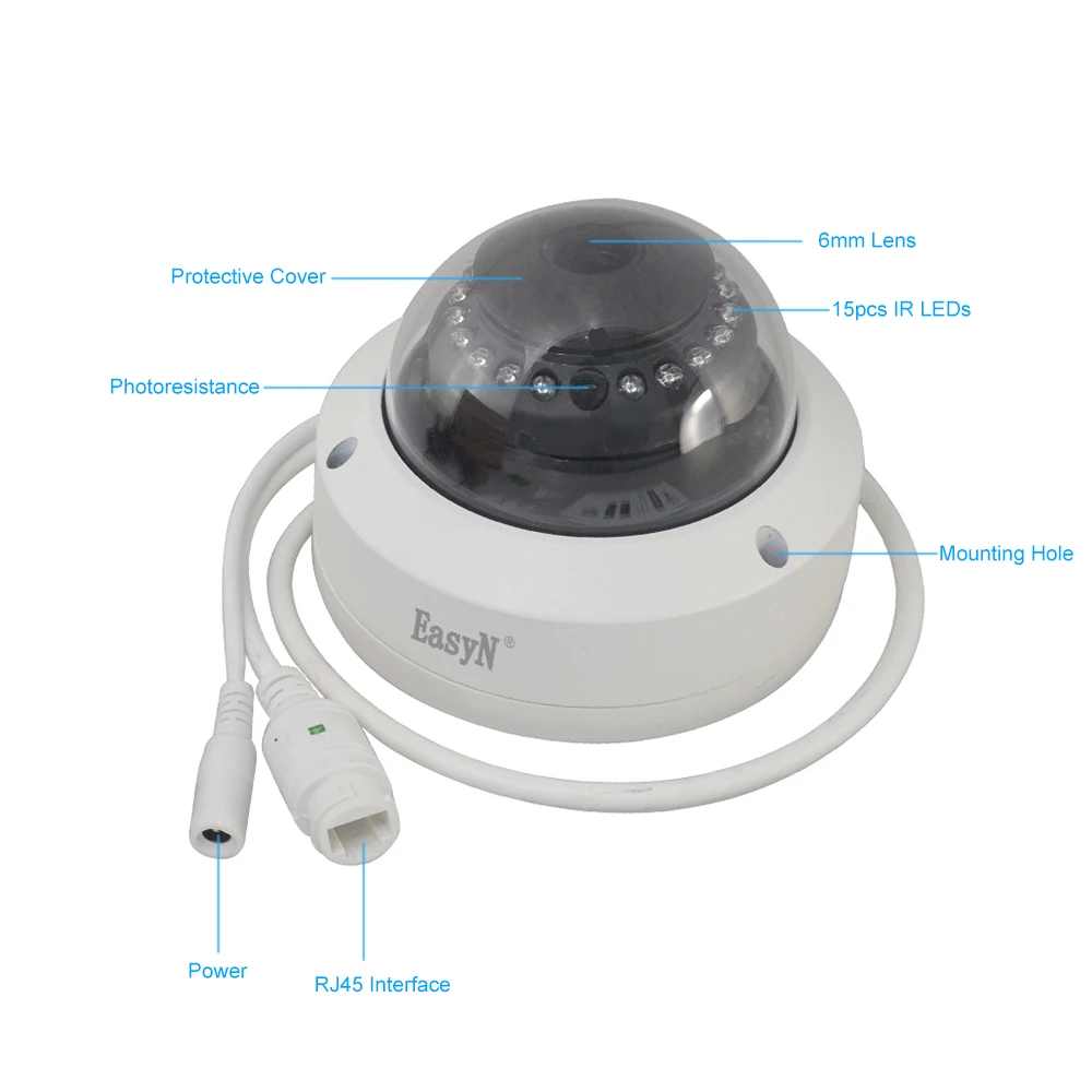 EasyN IP камера POE 4MP P2P Onvif Wifi-камера ночного видения POE WI FI купольная камера для дома с датчиком движения WI-FI IP Cam