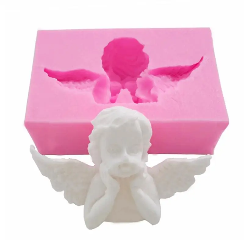 Pink 3D мультфильм Ангел силиконовая форма для помадки принадлежности ручной работы штукатурка плесень DIY аксессуары для украшения торта инструменты форма для выпечки - Цвет: Pink