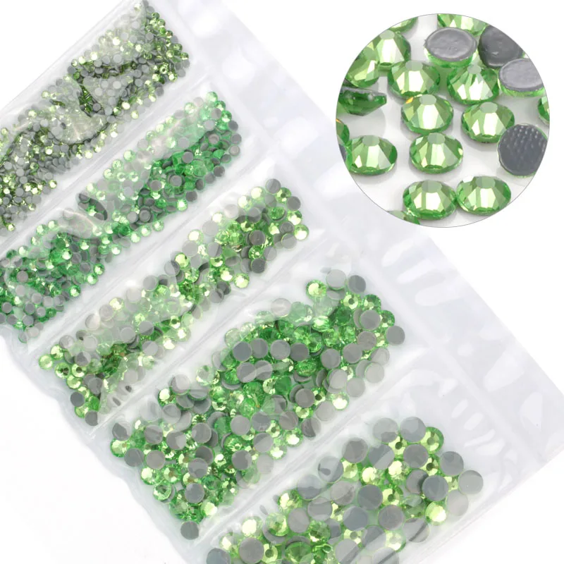 light green AAA SS6-SS30 смешанный размер 1200 шт./лот исправление хрусталя и искусственного алмаза стекло высокого качества кристаллы и камни для одежды DIY Стразы - Цвет: light green