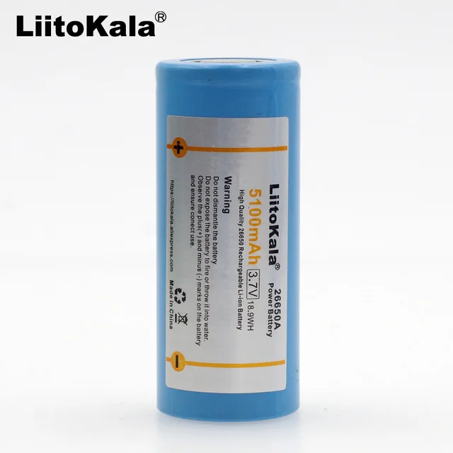 2 шт. Liitokala 26650-55A 5000 мАч 26650 литий-ионная аккумуляторная батарея 3 7 в фонарик 20A 6 В |