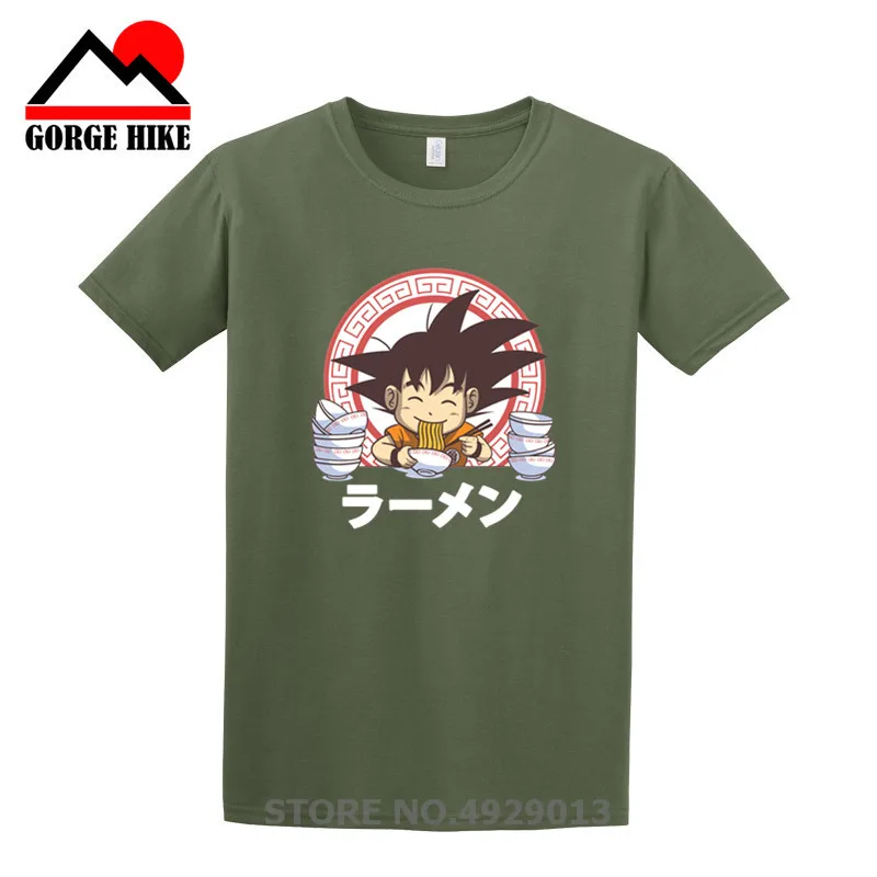 Manga Dragon Ball/футболка для мужчин Милая футболка Goku Saiyan Ramen Повседневная с короткими